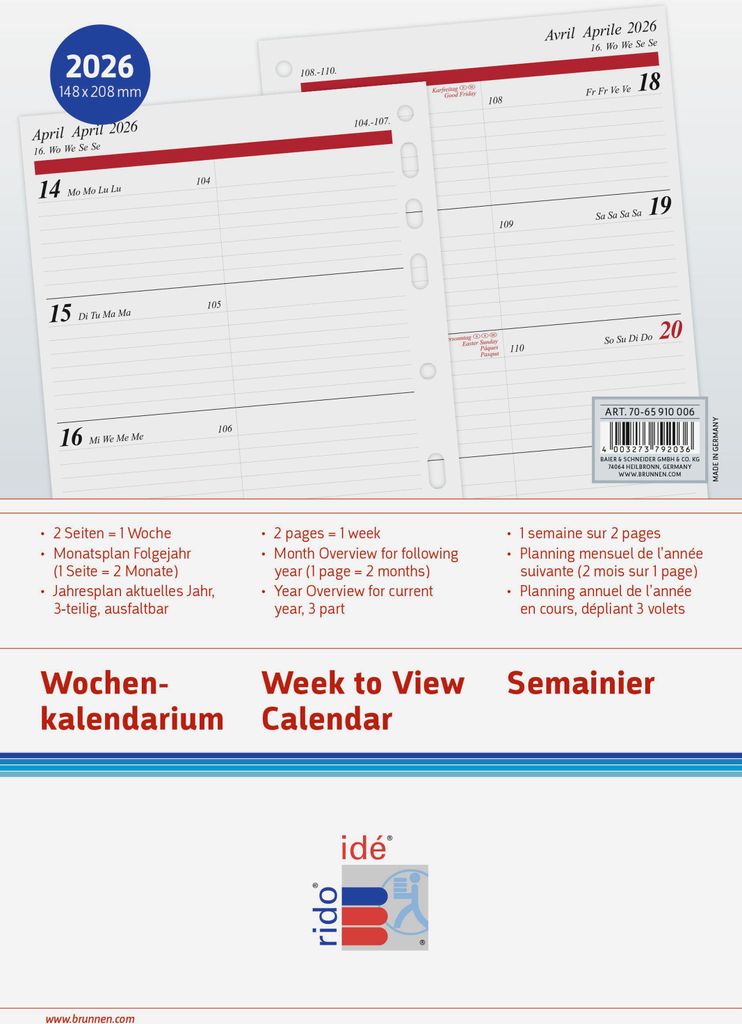rido® idé® 70-65 910 006 Kalendář 2026 - Časování 1, Obrázek produktu 