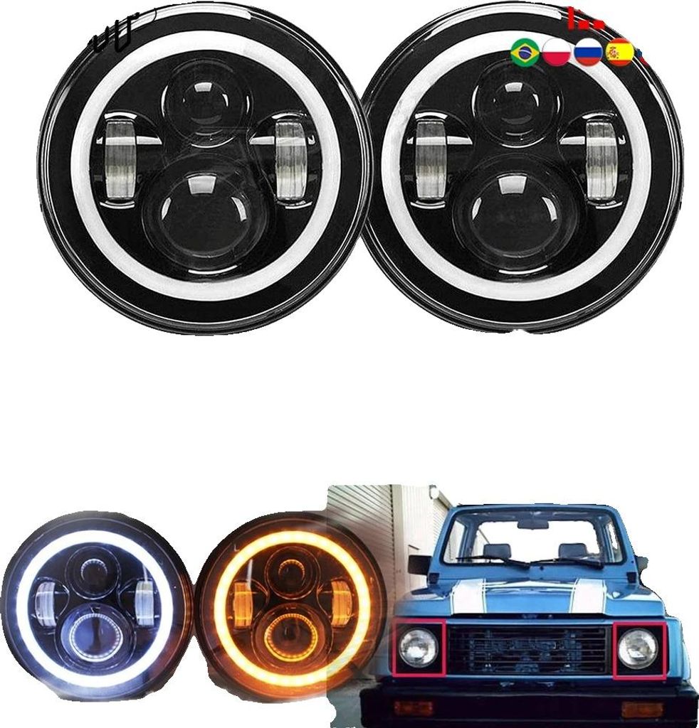 Sestava LED světlometů, 7 palců, 12V/24V, 2 kg, vodotěsná, Obrázek produktu 