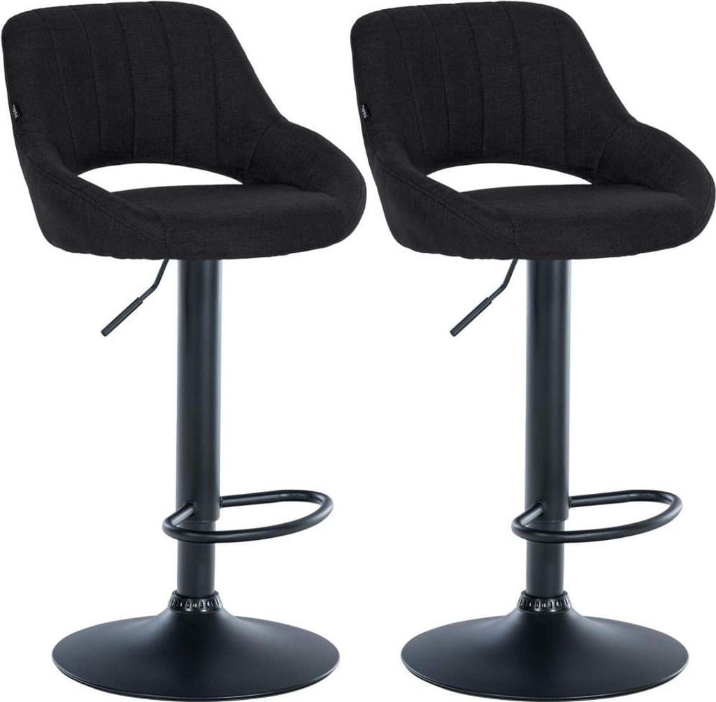2-teiliges Barhocker-Set - Barhocker - Höhenverstellbar mit 360° Drehfunktion | Farbe: Schwarz | Material Chassis: Metall mattschwarz