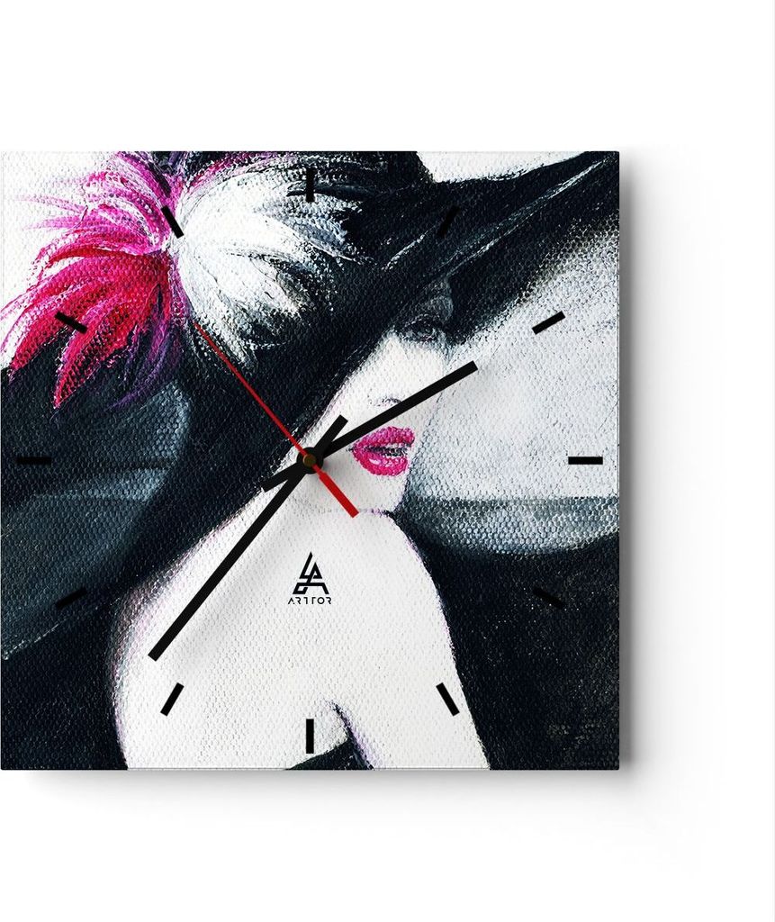 Wanduhr - Quadrat - Glasuhr - Frau Modell - 40x40cm - Schleichendes Uhrwerk - Lautlos - zum Aufhängen bereit - Dekoration Modern - Wanddekoration ...