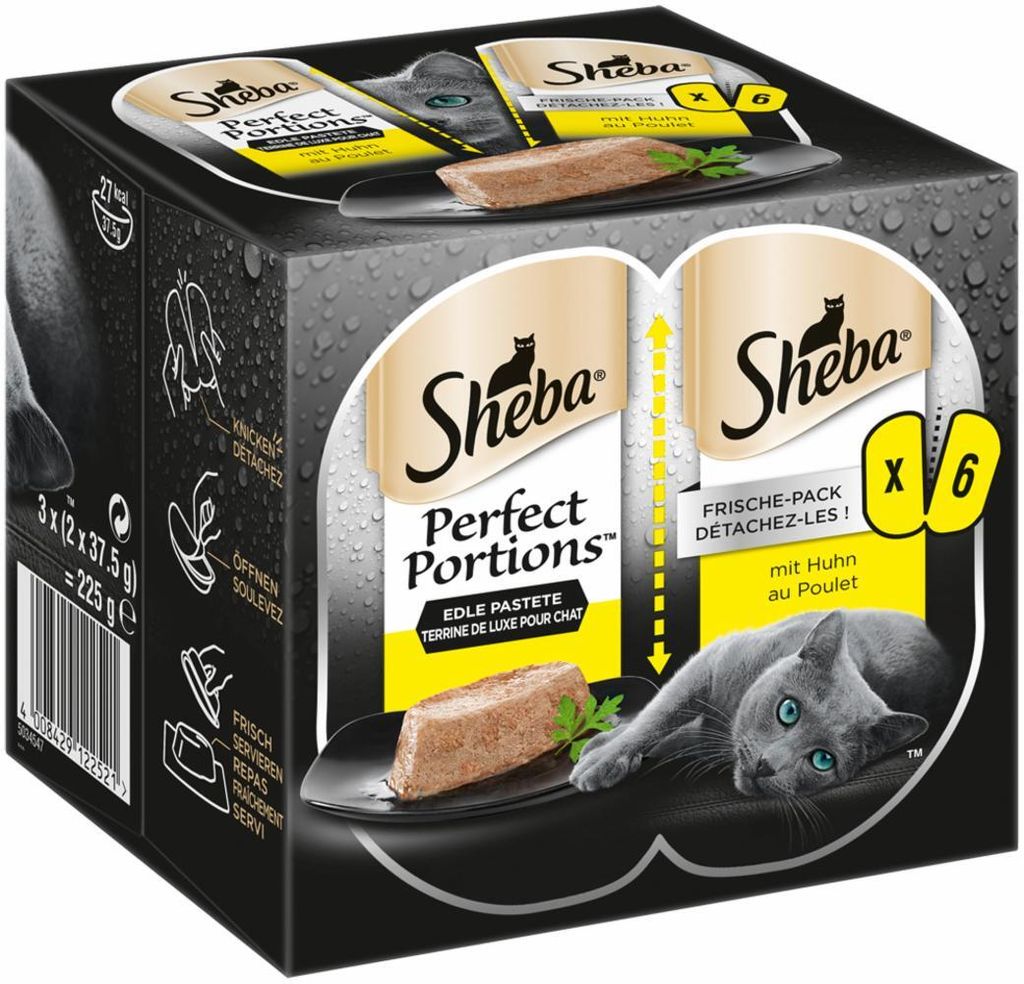 SHEBA PERFECT PORTIONS mit Huhn 6 x 37,5g