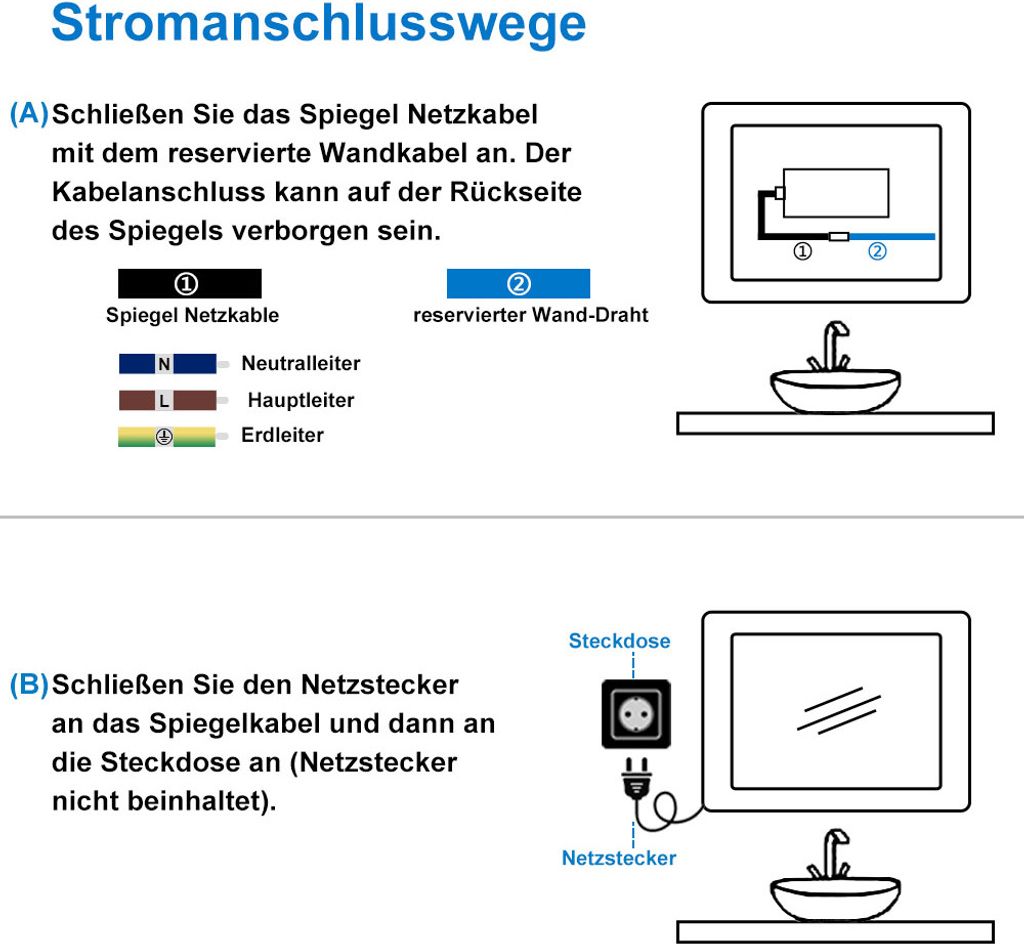 LED Badspiegel 100×60cm mit Uhr Touch Beschlagfrei Kaltweiß Produktbild 7