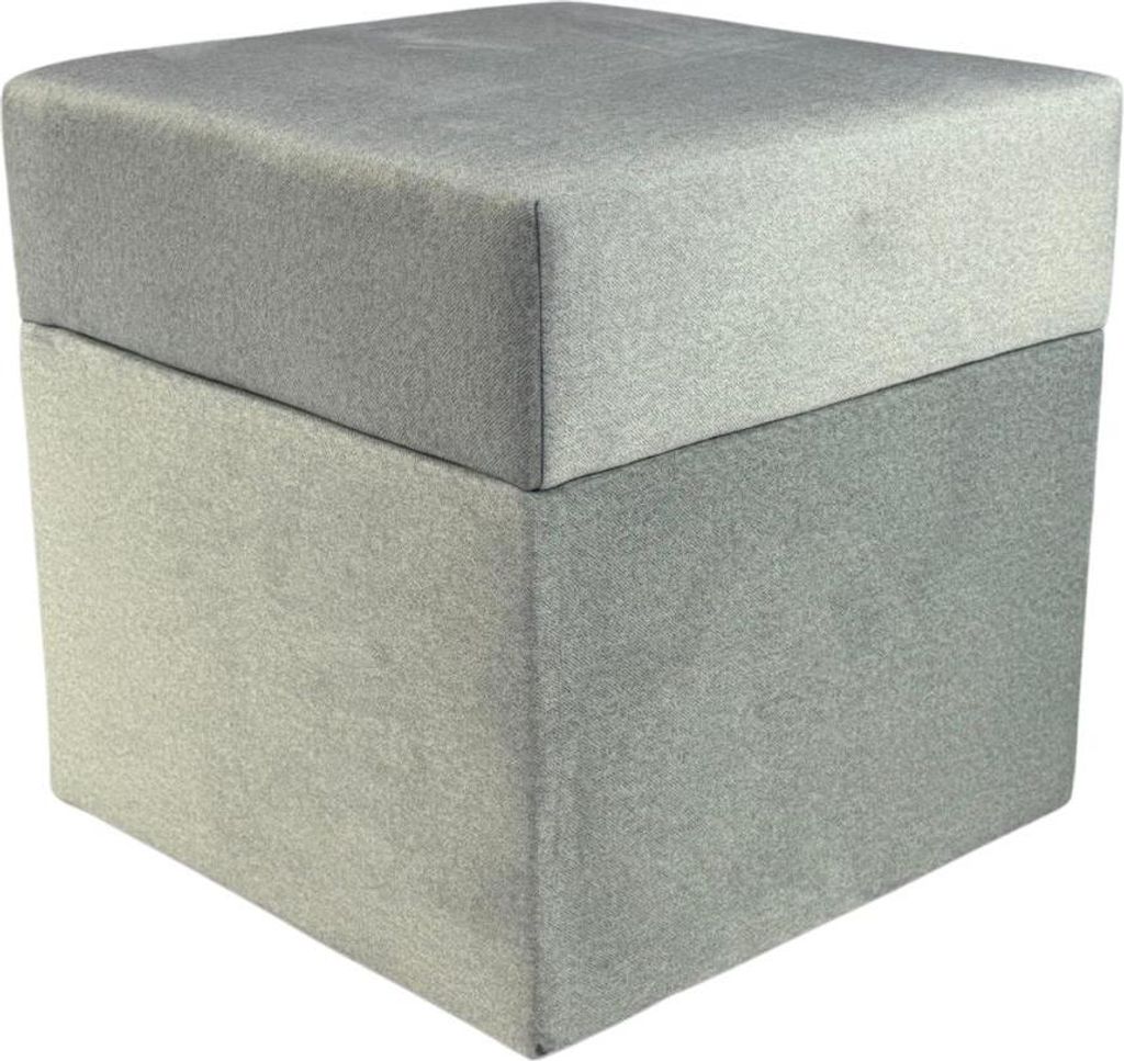Velours-Hocker ELEMENT 40x40 cm quadratisch mit Stauraum – aufklappbarer, pflegeleichter und schwer entflammbarer Polsterhocker – Hellgrau