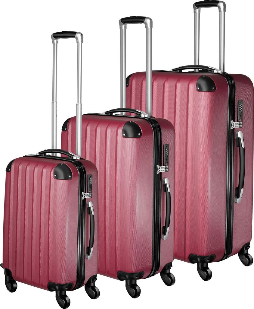 Set de 3 Valises Trolley Rigides - ABS - rouge Image du produit 