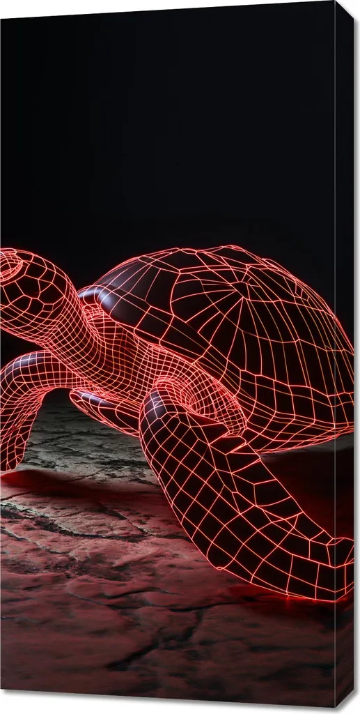 Quadro Tartaruga Neon 50x100 | Wall Art Fluorescente per Camera e Gaming