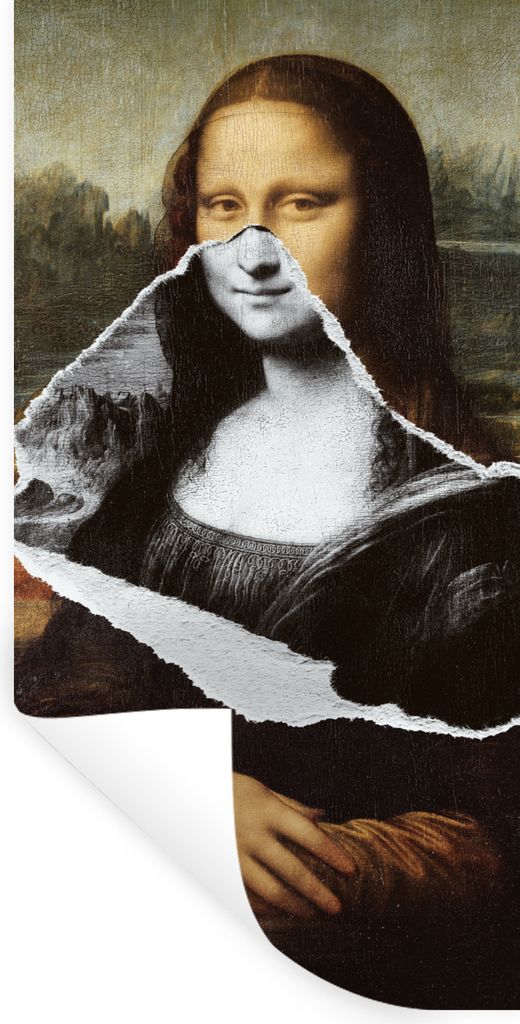 MuchoWow Wandtattoo Wandsticker Wandaufkleber Mona Lisa - Da Vinci - Kunst 60x120 cm Selbstklebend und Repositionierbar - Selbstklebend - Fototap...