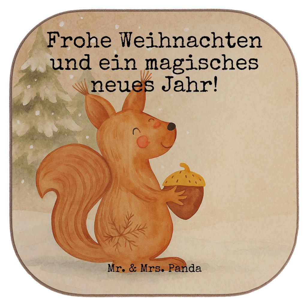 Mr. & Mrs. Panda Untersetzer für Gläser Eichhörnchen Weihnachten Design - Weiß - Geschenk, Glas, Guten Rutsch, Tasse, Frohe, Tassenuntersetzer,...