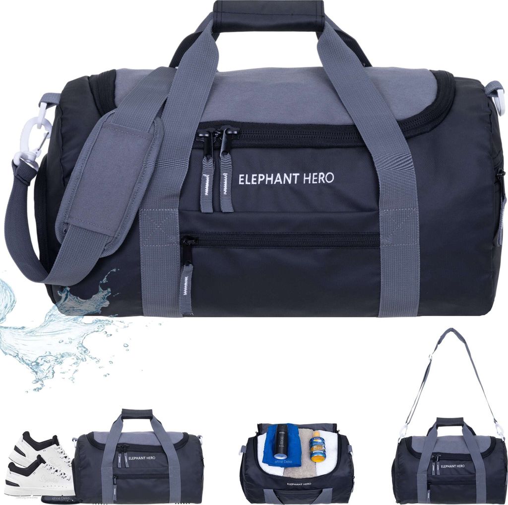 Sporttasche klein Jungen Elephant Hero Signature Tasche Gym Freizeit Schuhfach 42 cm 18 L Schule bag Kindertasche 13046 Color Block Schwarz Anthrazit