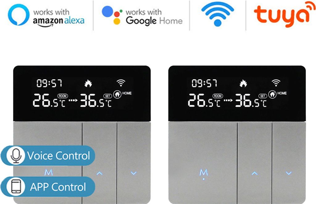 2X WIFI Smart Raumthermostat Thermostat, Warmwasserbereitung, wifi fußbodenheizung APP Control Voice Heizung Kompatibel mit Alexa/Google für zu H...