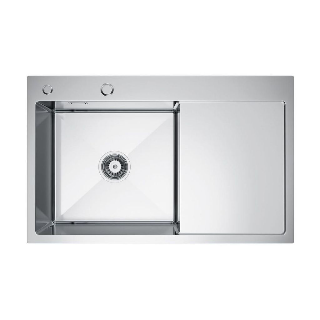 VBChome Küchenspüle 78×49 cm Edelstahl Stahlfarben mit Abtropffläche rechts – 1 Becken Spülbecken Einbauspüle Tiefe 21 cm Mindestunterschra...