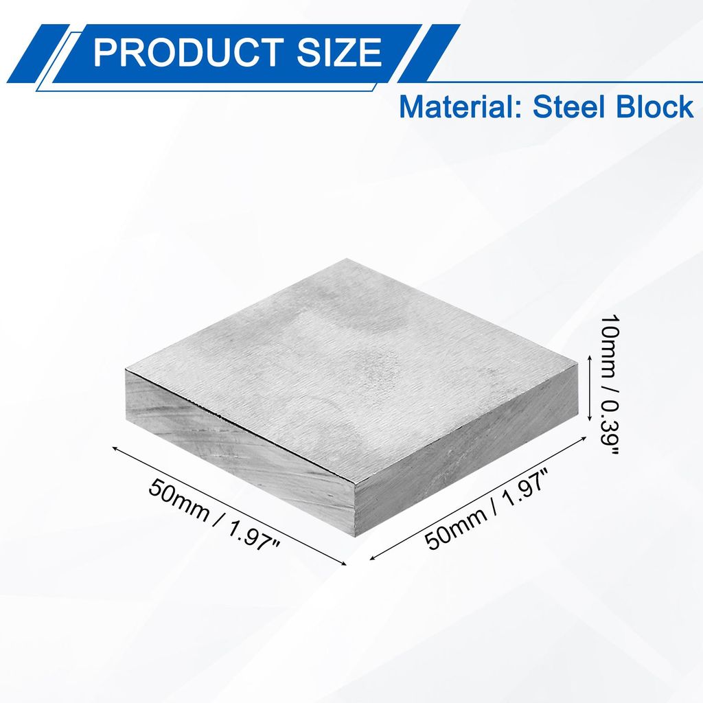 50x50x10mm Stahl-Werkbankblock, Stahlblock Metall-Werkbankblock ohne L?cher Geh?rteter Stahl Flache 123 Bl?cke Pr?zisionsgeschliffenes Fr?sen, Quad...