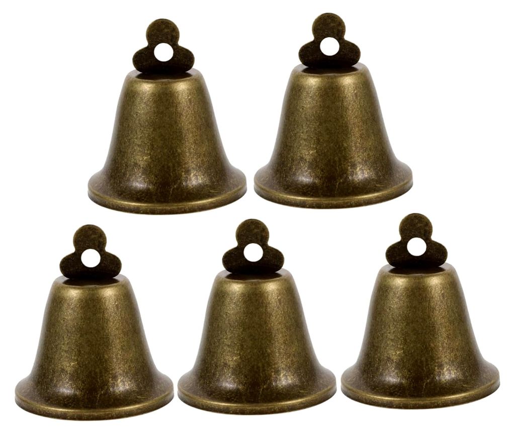 5-teiliges Set Vintage Eisen Kuh- und Schafsglocken, langlebige Bauernhofaccessoires, bronzefarbene Haustierhalsbandanhänger, robust und klangvoll...