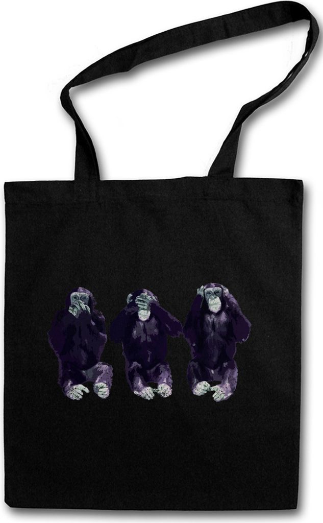 Urban Backwoods See No Hear No Speak No Apes, Stofftasche, Farbe: Schwarz