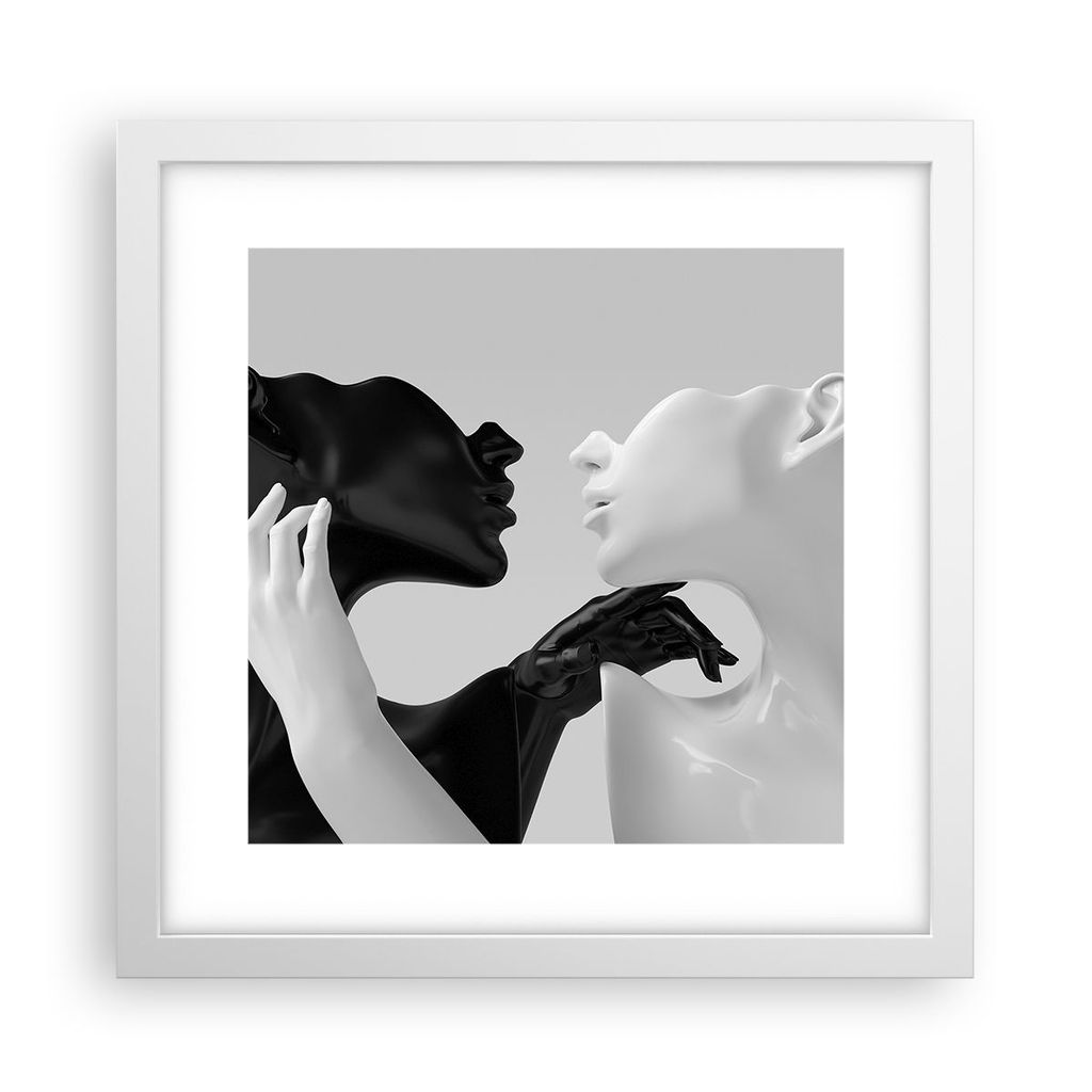 Gerahmtes Poster - Weißer Rahmen - Schwarz Weiß Statue - 30x30 cm - Wand Bild - Wanddeko - Wandbilder - Kunstposter - Wandposter - Bilderrahmen -...