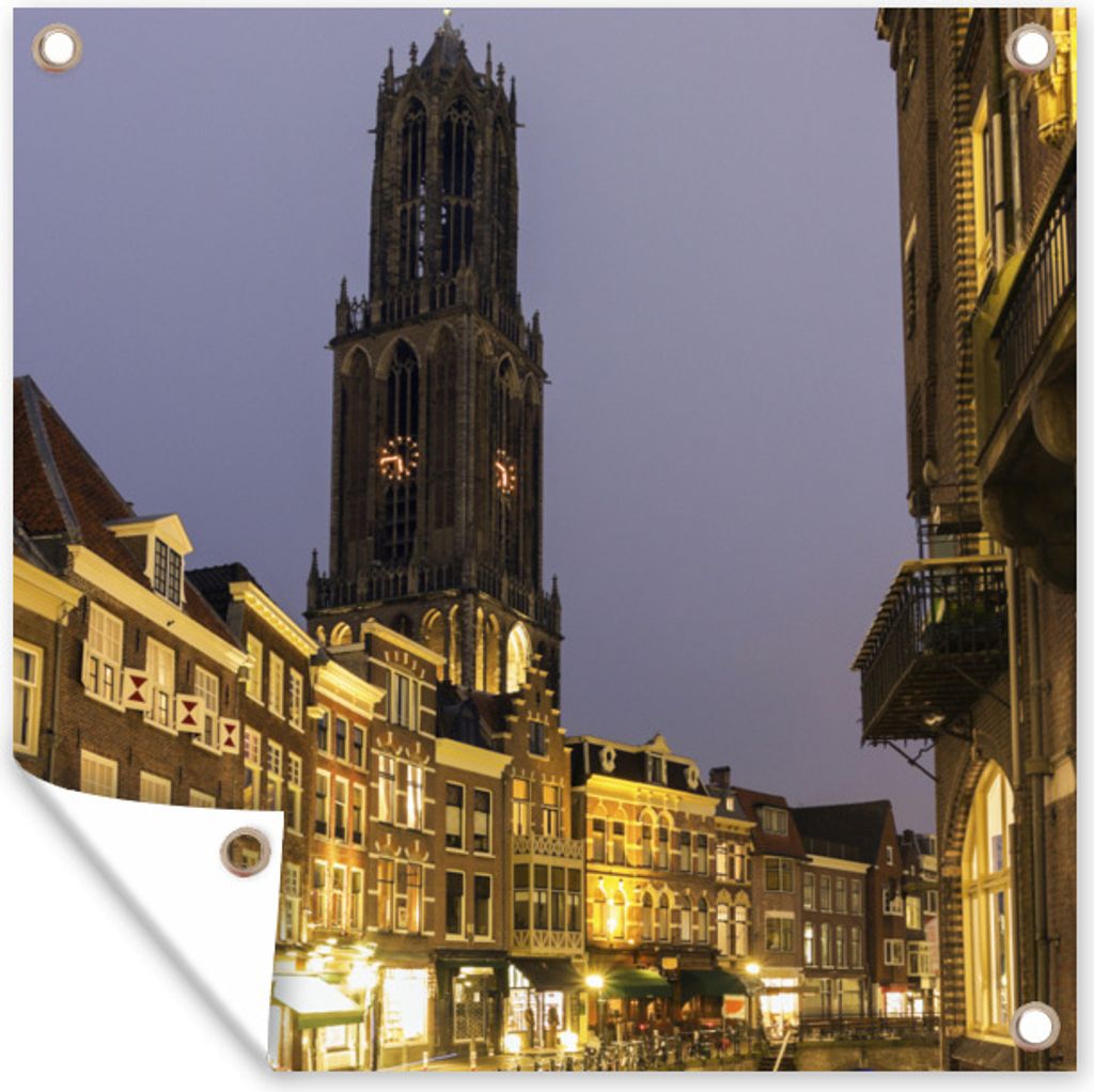 MuchoWow 100x100 cm Outdoor-Poster Gartendeko Sichtschutz Garten Poster für den Garten Utrecht - Wasser - Licht