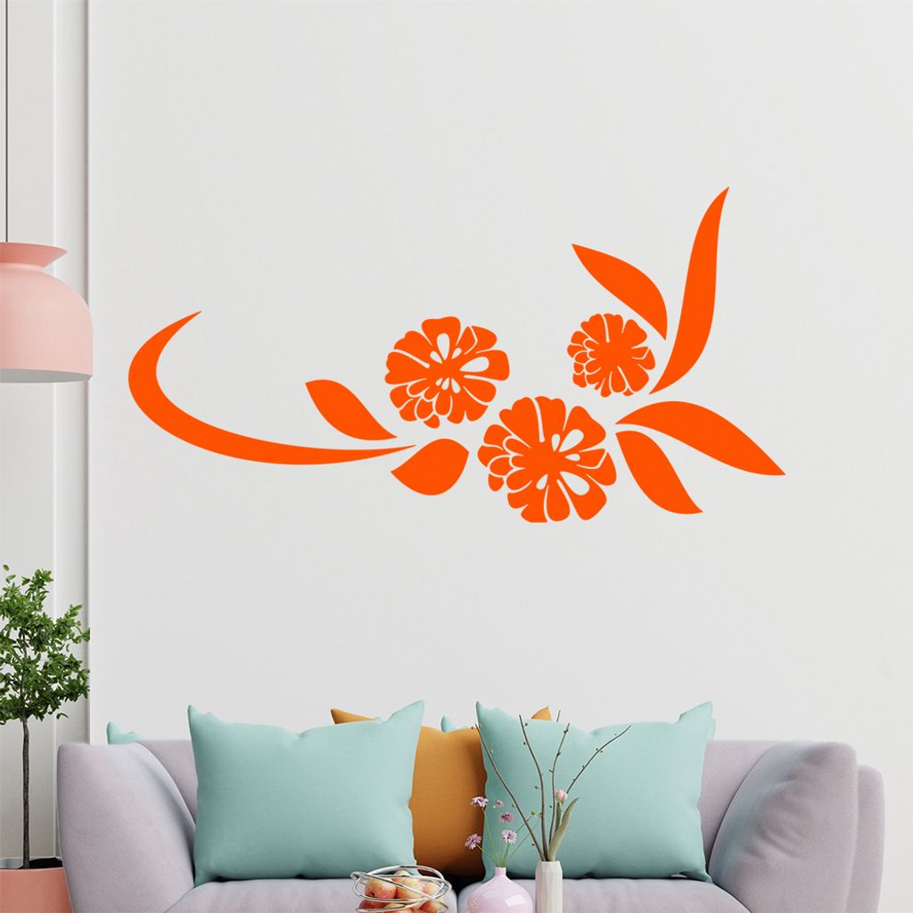 Blume - Linien Wandtattoo in 6 Größen - Wandaufkleber Wall Sticker - Dekoration, Küche, Wohnzimmer, Schlafzimmer, Badezimmer