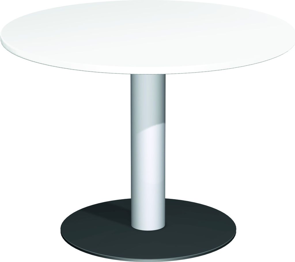 Gera Bistrotisch Konferenztisch Tellerfuß Kreisform, feste Höhe, D-1000x720, Weiß