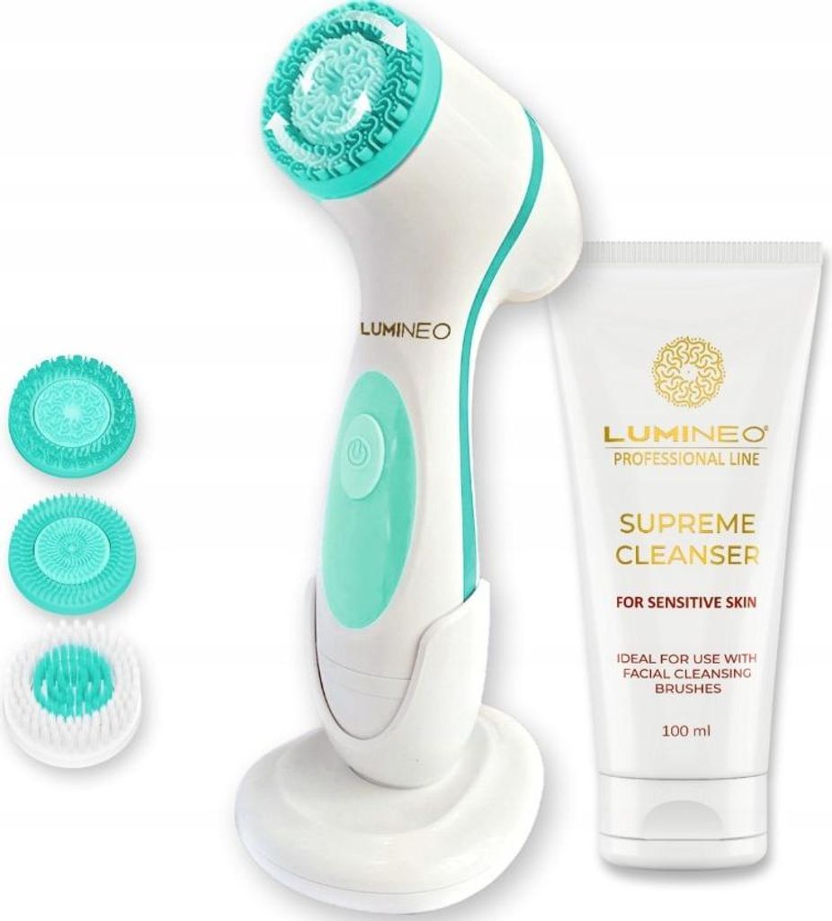 LUMINEO Professional Line Türkisfarbene Gesichtsbürste + Lumineo Reinigungsgel