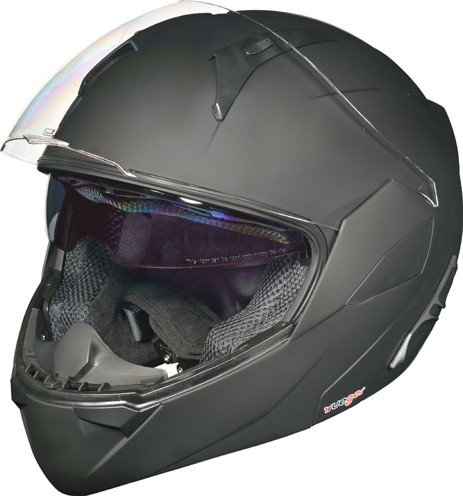 RS-992 Klapphelm Motorradhelm Conzept Motorrad Modular Roller Helm rueger Schwarz Matt XS (53-54)