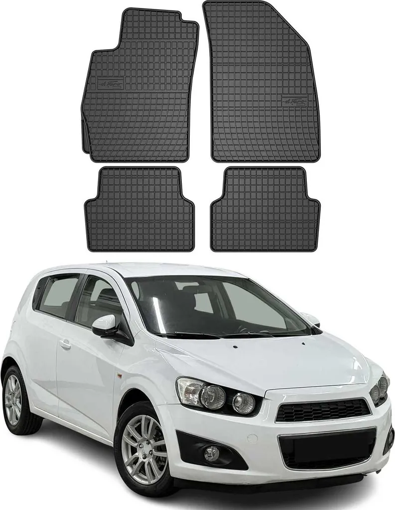 Kit 4 Tappetini Gomma Nera per Chevrolet Aveo T300 2011-2016