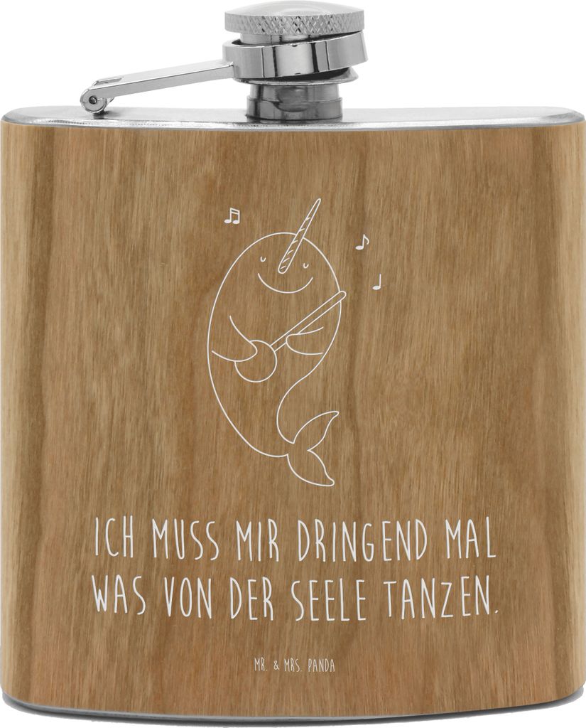 Mr. & Mrs. Panda Flachmann Narwal Gitarre - Transparent - Geschenk, Urlaub, Aus Edelstahl, feldflasche, Probleme, Tanzen, Alkoholflasche, Wal, schn...