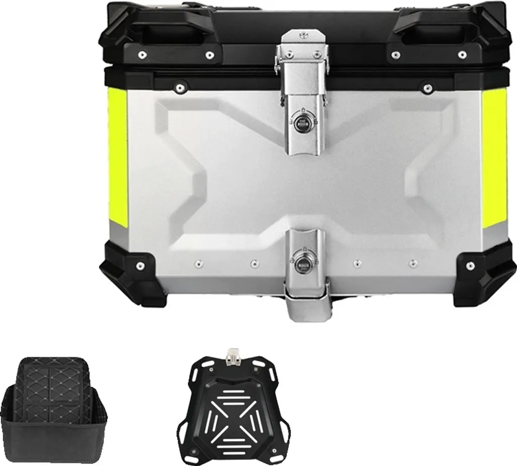 Coffre Moto 45L Étanche en Alu Argent - Protection Maximale Intempéries