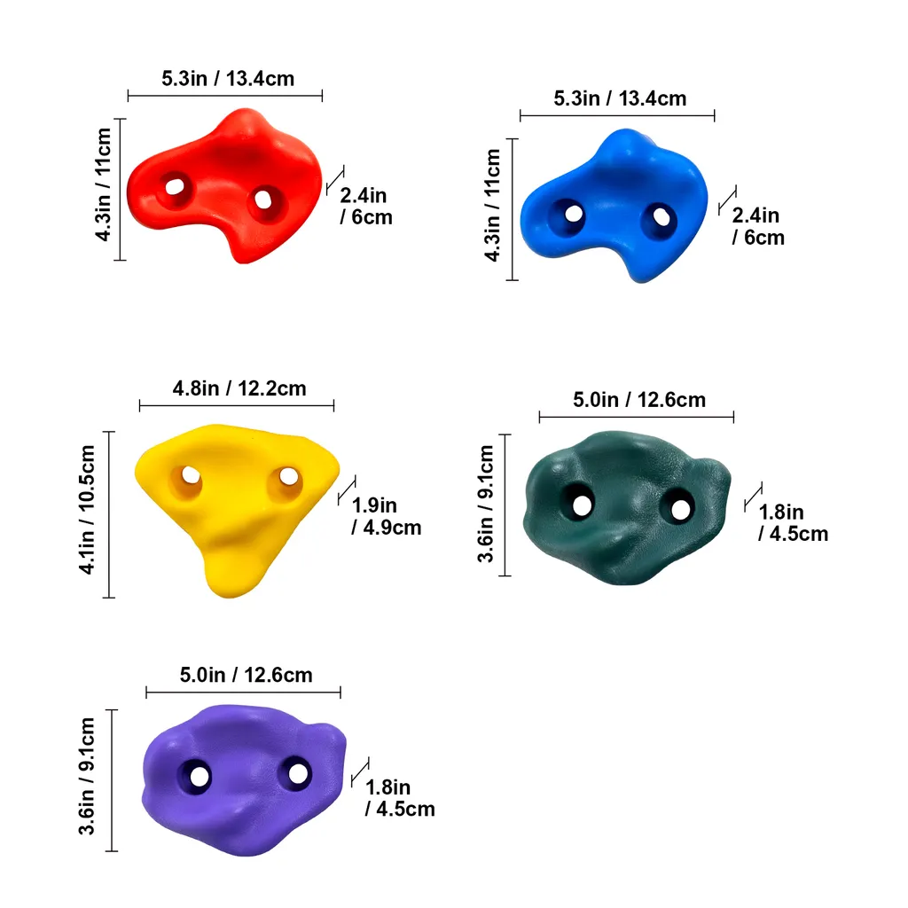 Set di arrampicata sull'albero per ninja VEVOR, 12 prese per l'arrampicata sull'albero, 6 imbracature a cricchetto e una scala per l'arrampicata, rocce per l'arrampicata per bambini e adulti, di diversi colori e forme, per i guerrieri ninja all'aperto - 8