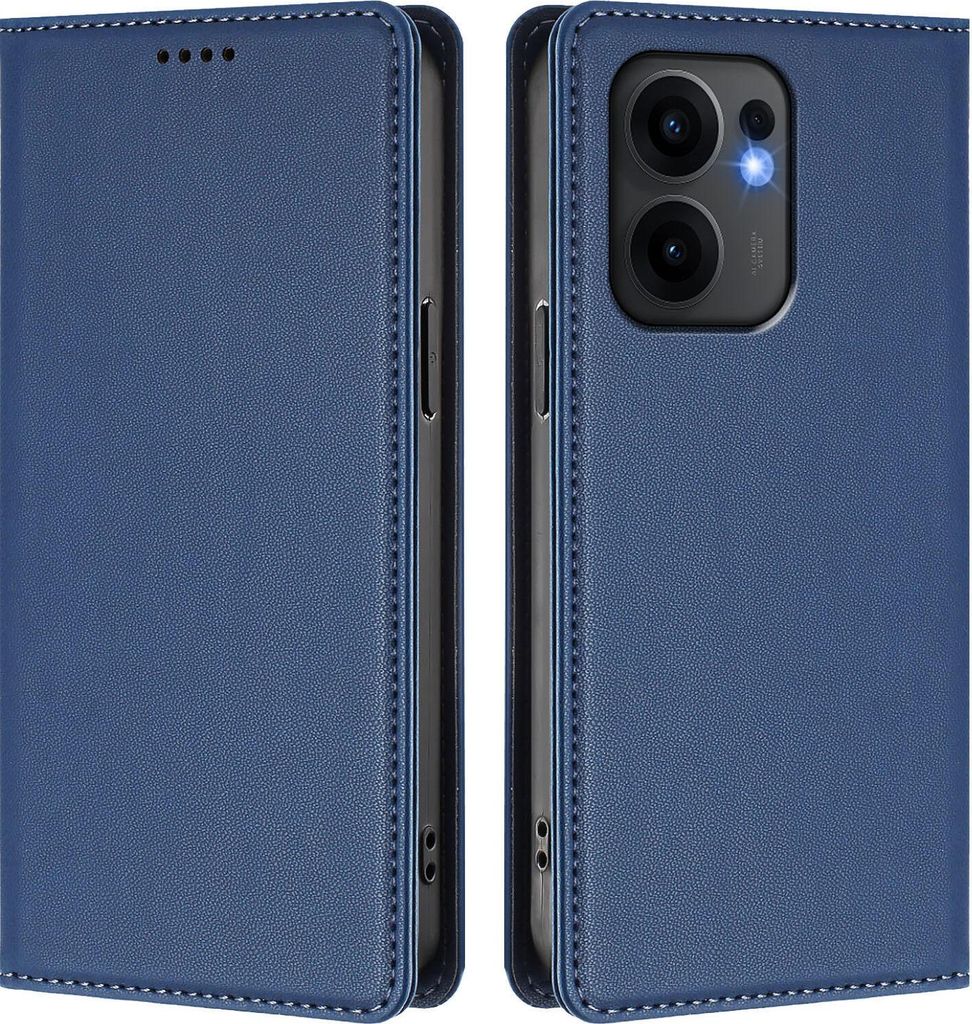 Handyhülle für Oppo Reno13 F 5G, Kunstleder Klapphülle Stoßfeste Magnetische Hülle mit Ständer Dunkelblau