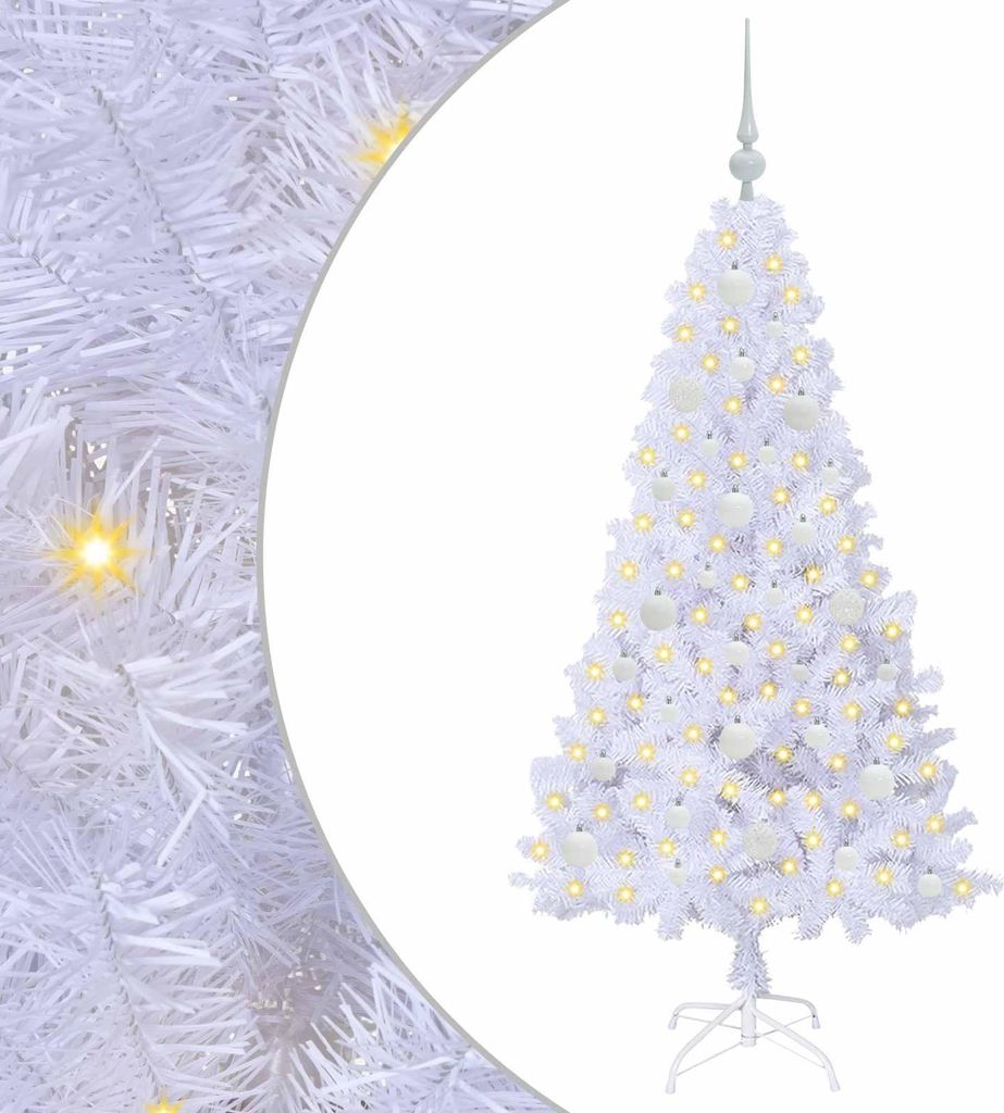vidaXL Künstlicher Weihnachtsbaum Weiß 150 cm PVC und Stahl