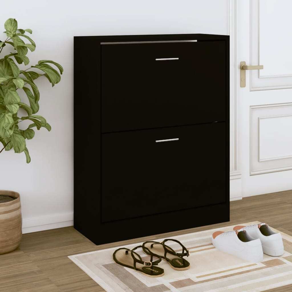 Schuhschrank Schwarz 63x24x81 cm Holzwerkstoff