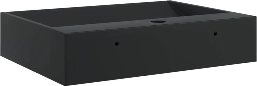 vidaXL Lavabo 50x38x11 cm en Fonte Minérale Noir Mat pour Salle de Bain