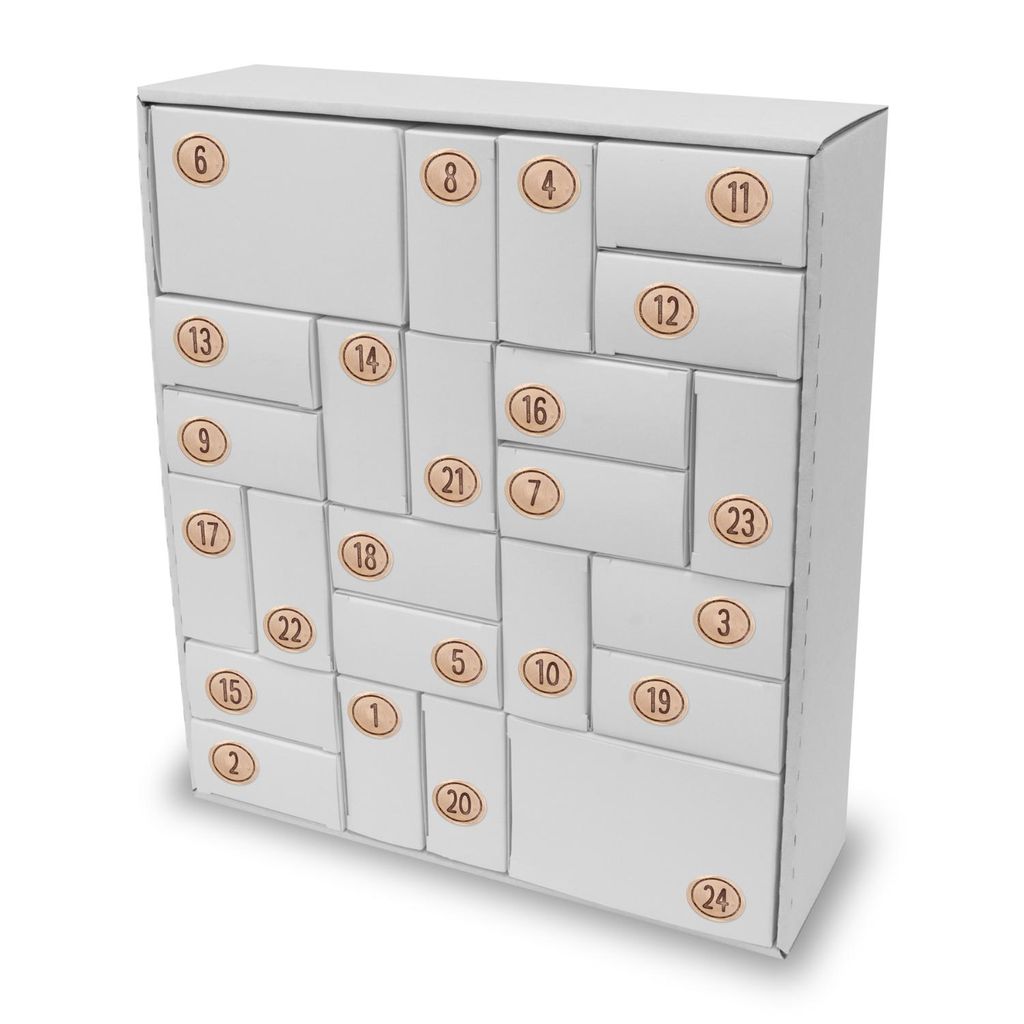 itenga SET Adventskalender zum Füllen Quader Mix (weiß) + Sticker Z51