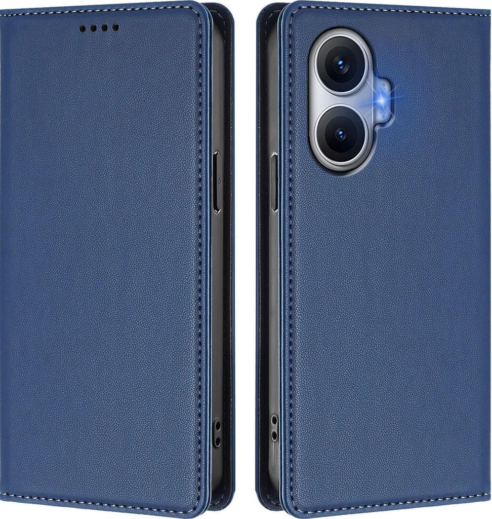Handyhülle für Xiaomi Poco F7/Redmi Turbo 4 Pro, Kunstleder Klapphülle Stoßfeste Magnetische Hülle mit Ständer Dunkelblau