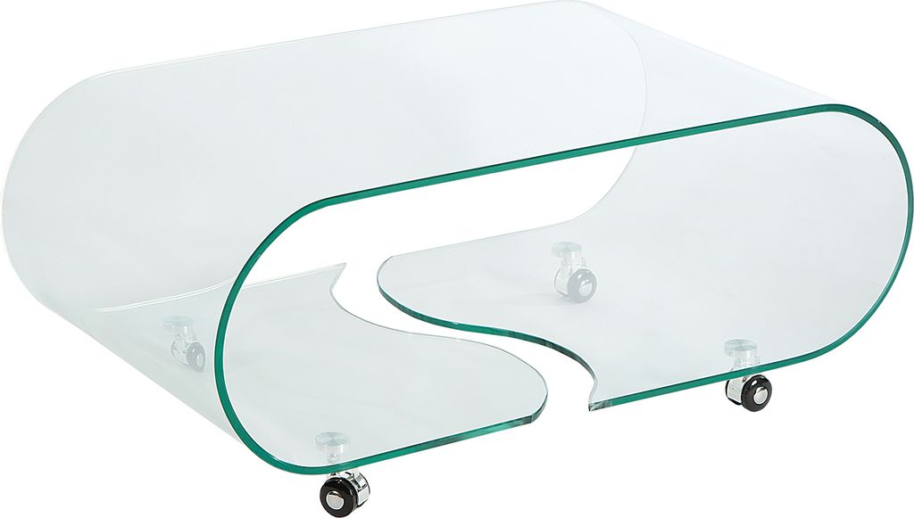 Extravaganter Glas Couchtisch FANTOME 90cm transparent Sofatisch Beistelltisch Wohnzimmertisch