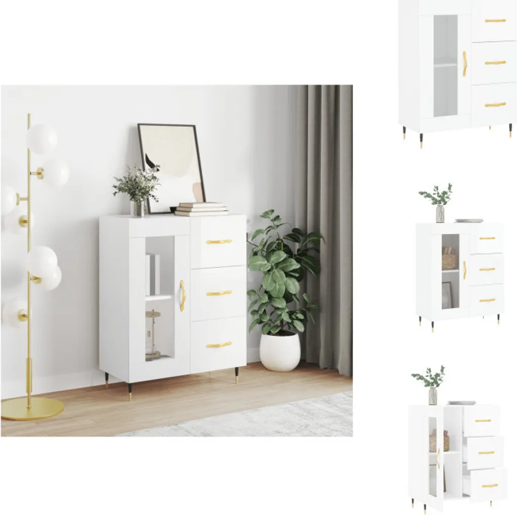 vidaXL Credenza bianca lucida 69,5x34x90 cm in legno - Credenze