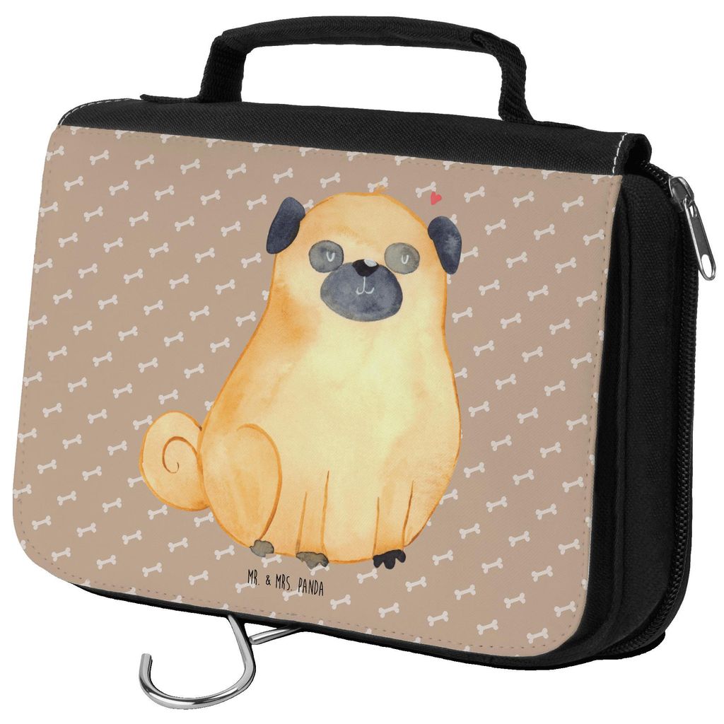 Mr. & Mrs. Panda badtasche Mops - Hundeglück - Geschenk, beautycase, Knuffig, Kulturbeutel, Schminkbeutel, Hund, Hundeliebe, kosmetiktäschchen, b...