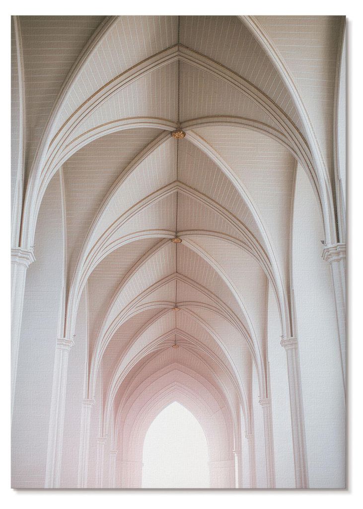 POSTER - 29x42 cm (A3) - Kall - Elegante Gewölbe, Bögen, Symmetrie, lichtdurchfluteter Raum - Wandbild für Wohnzimmer Schlafzimmer & Flur, Moder...