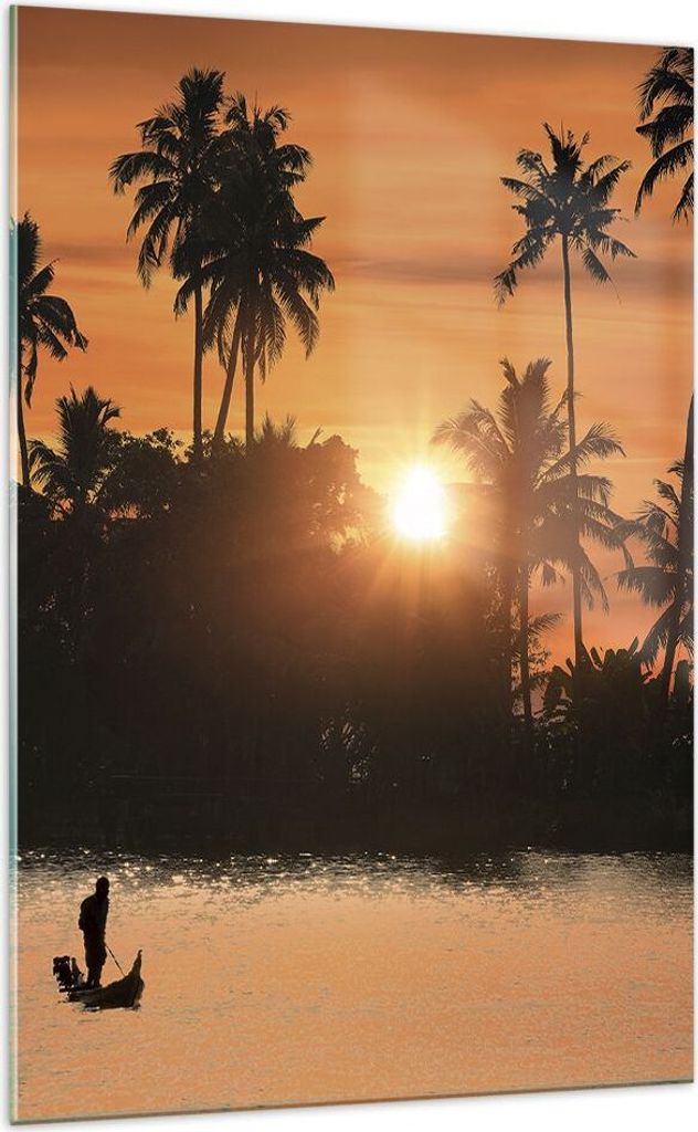 Bilder auf glas - Einteilig - Palme Fluss Sommer - 70x100cm Produktbild 