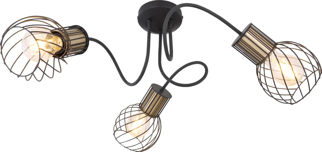 Globo Lighting Plafoniera 3 Luci Nero Opaco - Luce Calda e Accogliente