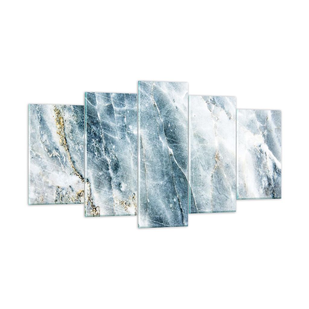 Bilder auf glas - 5 Teile - Nachahmung Stein Marmor - 160x85cm - Glasbilder - Wandbilder - Bilder - zum Aufhängen bereit - Wanddekoration aus Gla...