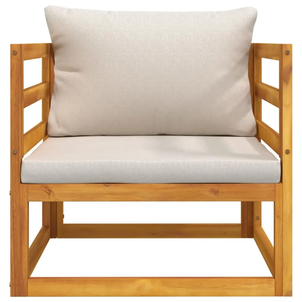 Fauteuil de jardin bois acacia durable avec coussins gris moelleux
