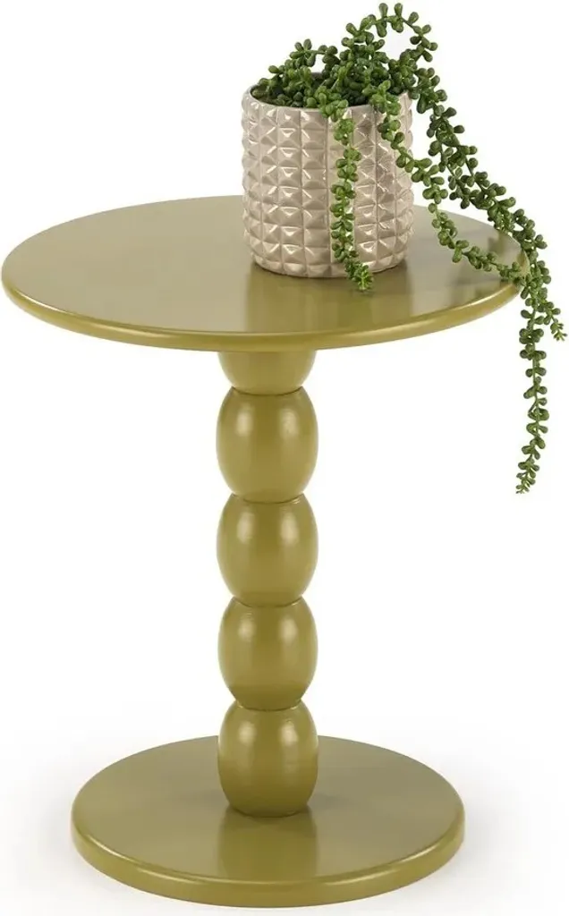 Bout de canapé CIRILLA olive en métal robuste et finition soignée