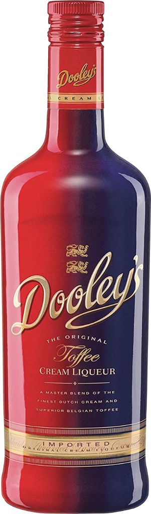 A bottle of Dooley's Toffee Cream Liqueur.