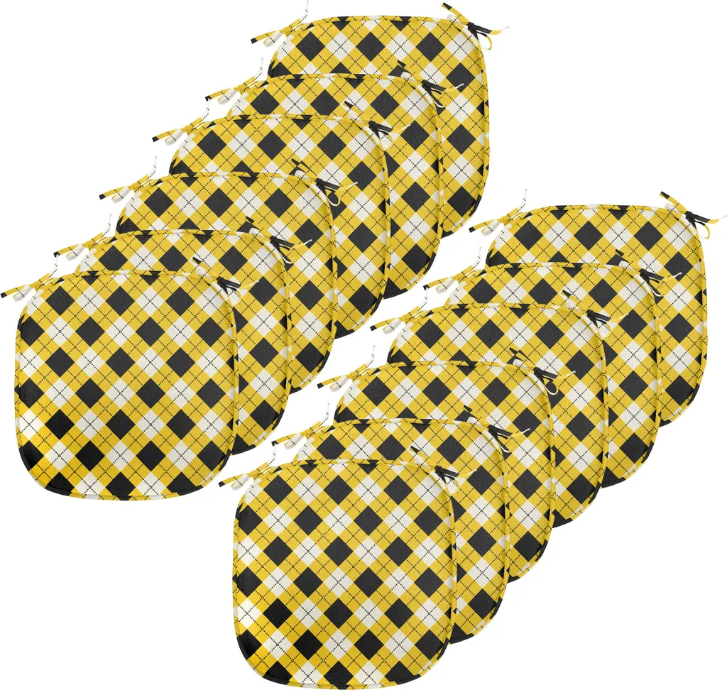 Coussin de Siège 40x40 cm avec Sangles, Design Géométrique et Lot de 12
