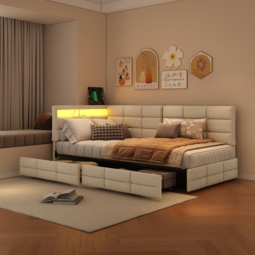 UnboxG Detská posteľ s čalúnením 90x200 cm so zásuvkou a Obrázok produktu 