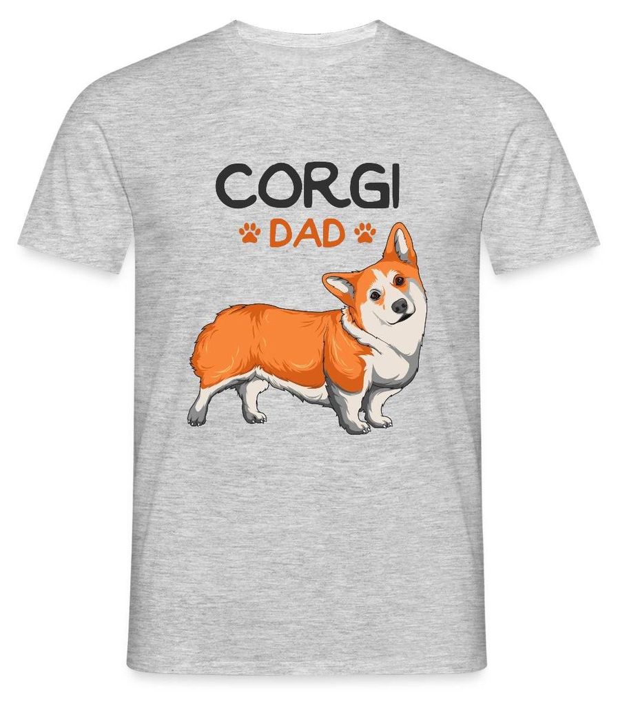 Spreadshirt Corgi Dad Männer T-Shirt, L, Grau meliert