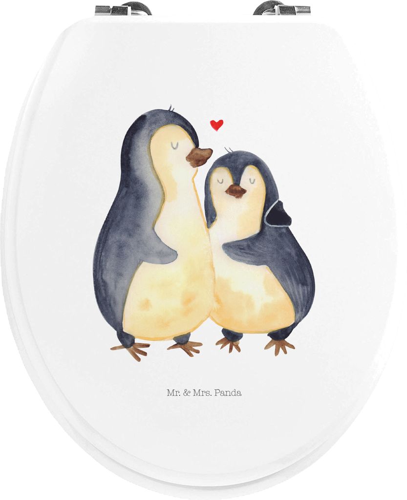 Mr. & Mrs. Panda Toilettendeckel Pinguin umarmen - Weiß - Geschenk, Verknallt, Klodeckel, Klobrille, WC-Sitz, Liebe, Umarmung Verliebt, Hochzeit, ...