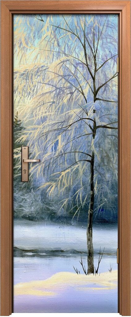 Türposter 70x200 cm Türaufkleber Türtapete Türfolie Klebefolie Deko Landschafts Wald Winter Wald
