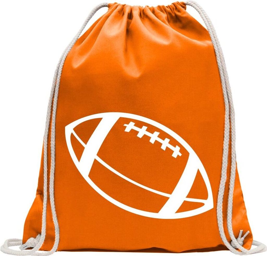 Kiwistar - Turnbeutel - mandarin - Football - Fun Rucksack Sport Beutel Gymsack Baumwolle mit Ziehgurt