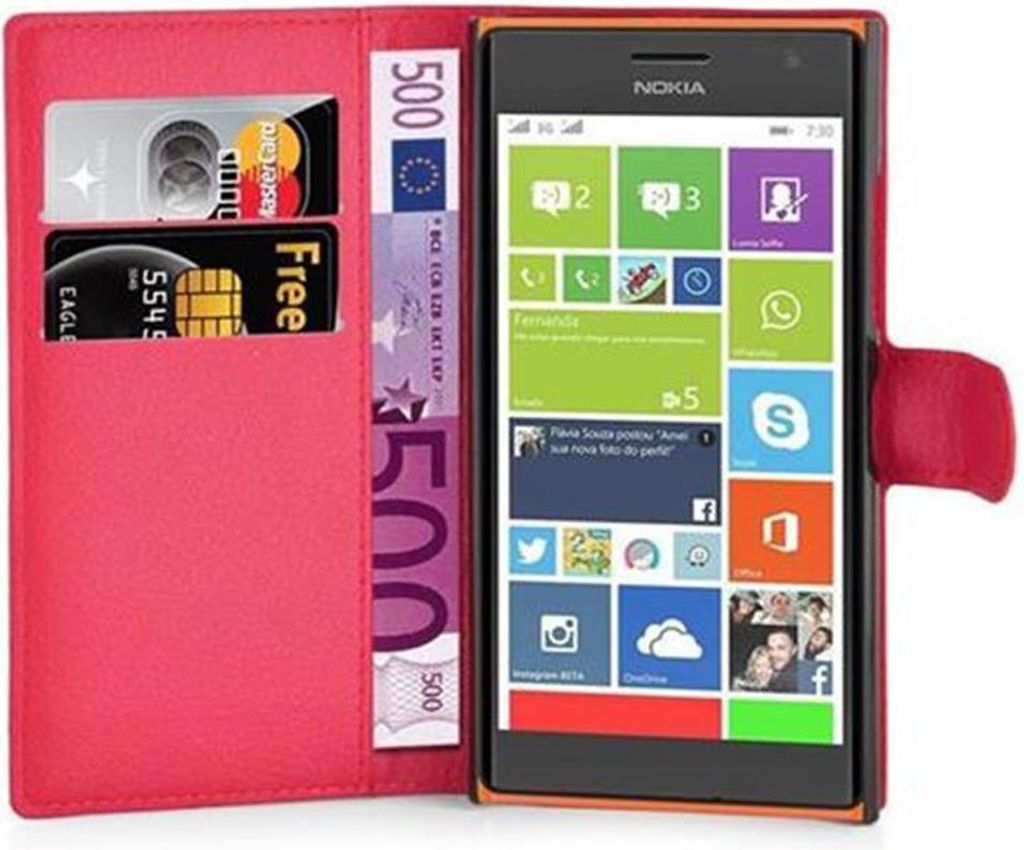 Cadorabo Hülle für Nokia Lumia 730 Schutz Hülle in Rot Handyhülle Etui Case Cover Magnetverschluss